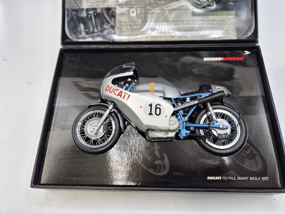 MOTO DUCATI 750 PAUL SMART IMOLA 1972 #16 SILVER AU 1/12 MINICHAMPS 122720016 - Photo 2/3