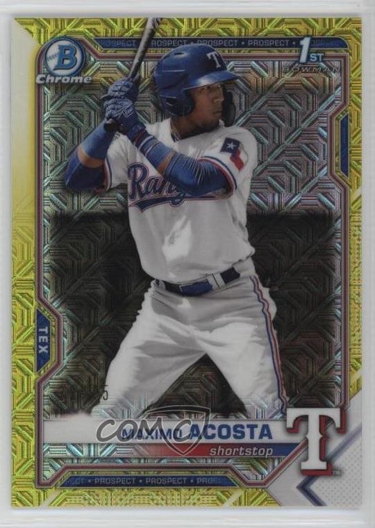 2021 Bowman Mega Box Yellow Mojo Refractor 29/75 Maximo Acosta #BCP-7 13st