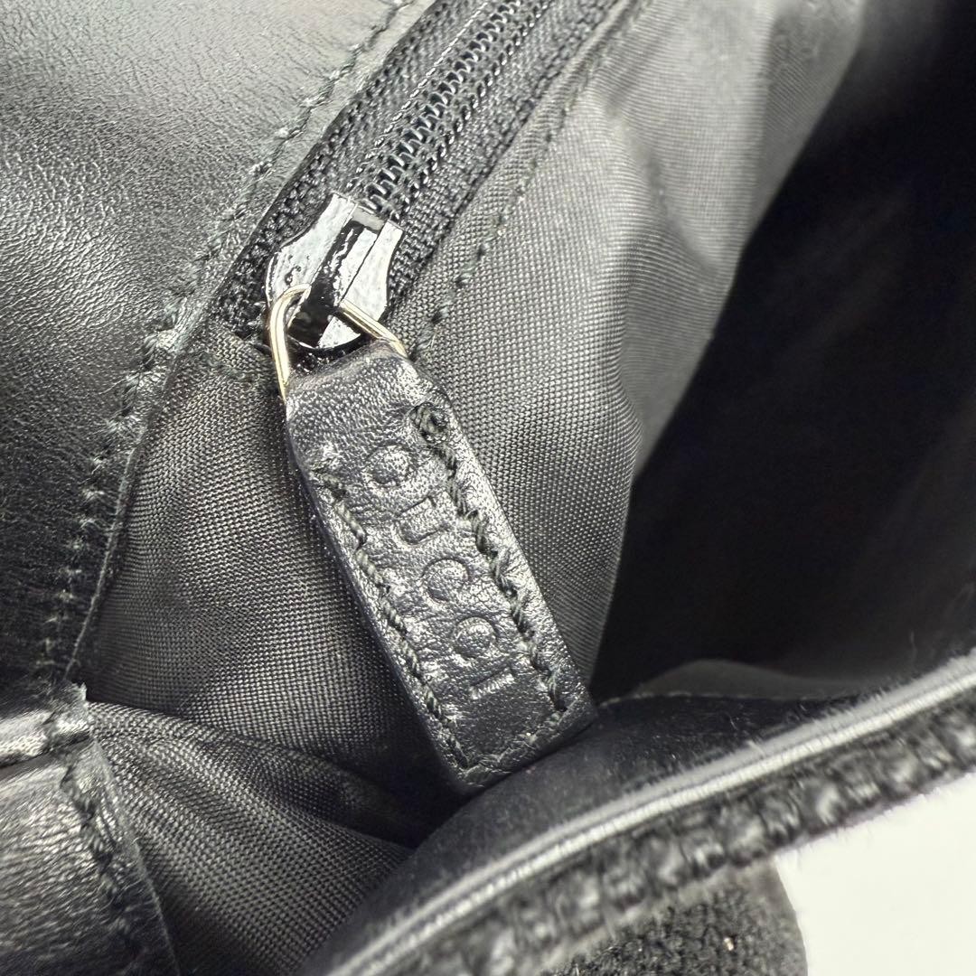 GUCCI Canvas Leather Shoulder Bag Black Authentic thumbnail 19