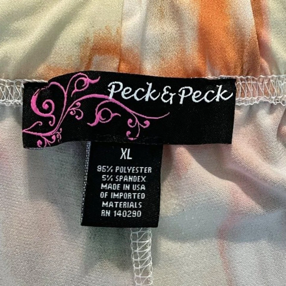 Pantalones de salón Peck & Peck para mujer naranja floral boho cintura elástica elásticos XL Foto 2 de 4