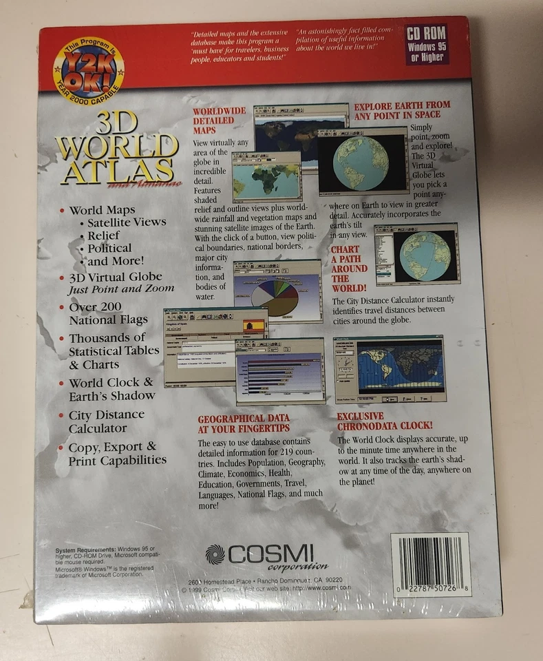 3D World Atlas & Almanac PC CD-ROM Windows 3D Globe & Maps (New) Swift Software - Image 2 of 2