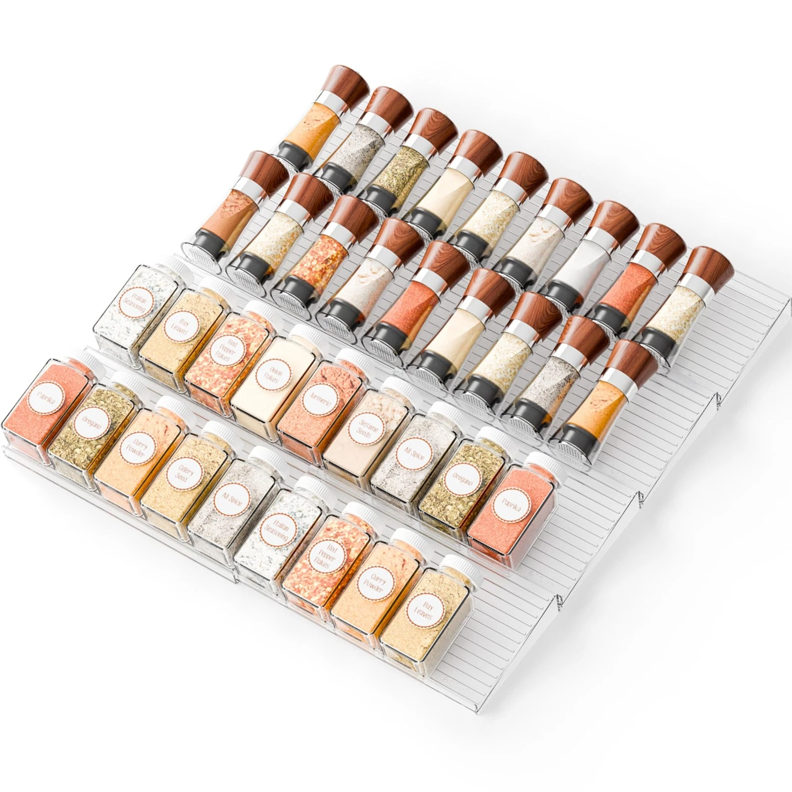 8 Pack Adjustable Narrow Spice Rack for Drawer - Expandable From 9" to 17.7" ...