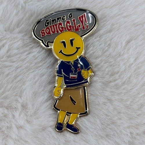 Walmart Associate Employee Gimme A Squiggly Dancing Smiley Face Woman Lapel Pin