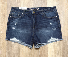 NWT Women's SEVEN7 5" Weekend Short Sz 16 Dark Wash High Rise Fray Hem Shorts