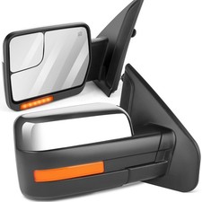 Chrome Tow Mirrors Power Heated Puddle Light Signal For 04-2014 Ford F150 Truck