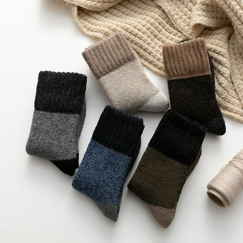 5 pares de calcetines deportivos informales lisos cómodos gruesos cálidos de lana de cachemir para hombre Foto 4 de 4