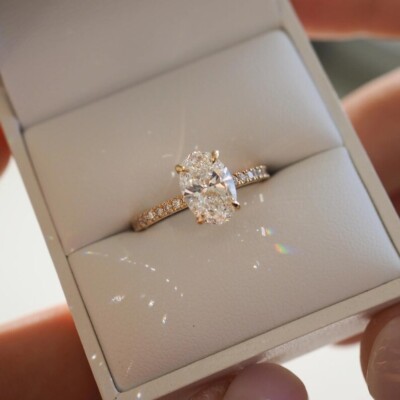 2.70 CTW Oval Cut VVS1 Moissanite Women's Engagement Ring Solid 10k Yellow Gold