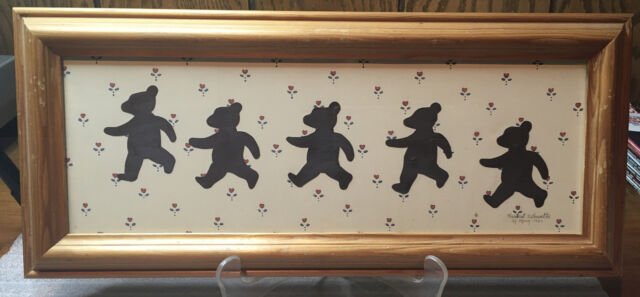 Handcut Silouette Portrait of 5 Walking Bears 18”x8” (1987) Laume Ltd.