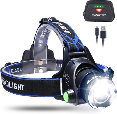 Kingtop wasserdichte USB wiederaufladbare LED zoombare Stirnlampe Taschenlampe Lampe mit