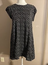 Urban Outfitters Dress Black White Geo Print Pockets Cap Sleeve Keyhole Sz XS