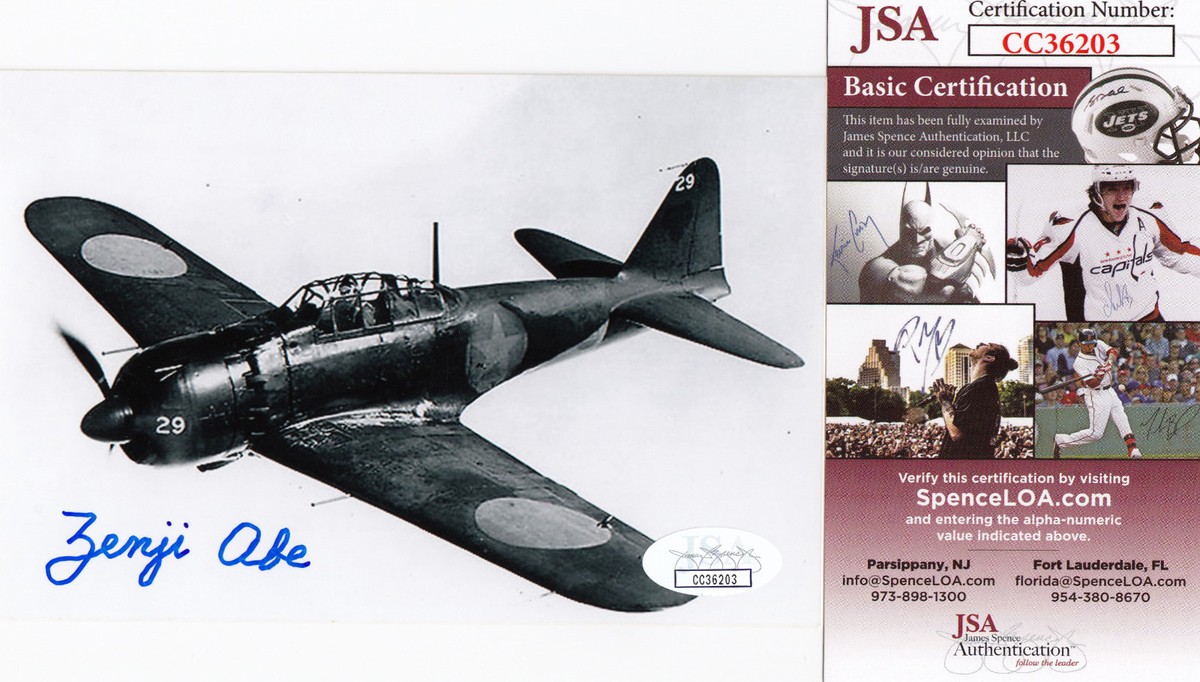 Zenji Abe Japanese WWII Pearl Harbor Attack Pilot JSA SIGNED