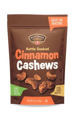 Cinnamon Cashews Nutrient Rich Snack 13oz Resealable Pouch Artisan Crafted De...