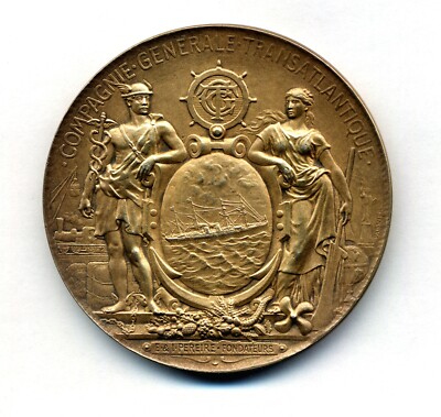 Médaille En Argent Vermeil - Compagnie Générale Maritime 1984 - Très Bon état Avec Boîte