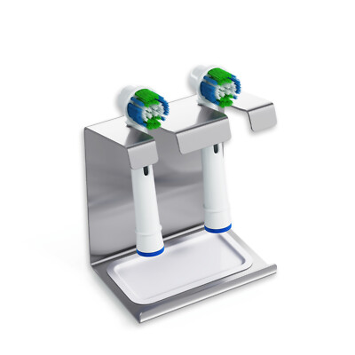 2er Edelstahl Aufsteckbürsten-Halter passend für Oral-B, iO, Philips, Sonicare