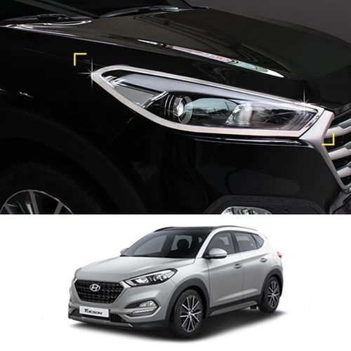 Chrome Head lights lamp Molding Guarnish For Hyundai All New Tucson 2016~2018
