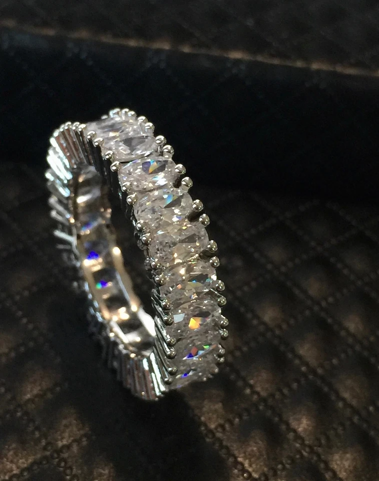 18k White Gold Plated Eternity Ring made w/Swarovski Crystal Anniversary Band - Image 4 of 4