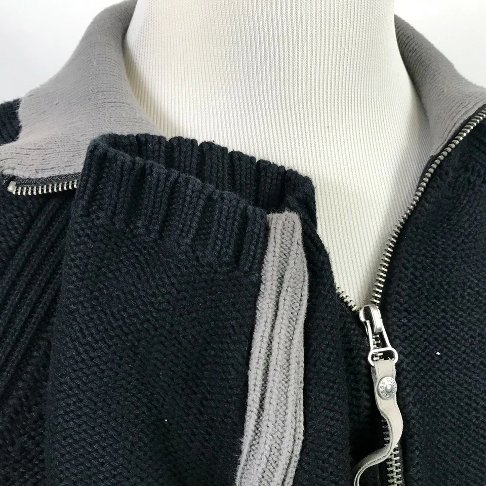 Guess Mens XL Half Zip Sweater Black Gray Knit 100% Cotton Pullover Casual  - Image 4 of 4