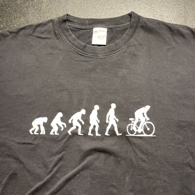 Vintage Stedman Classics 3XL Black T Shirt Mountain Biker Evolution Graphic Tee