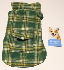 Kuoser Dog Jacket Coat Clothes EXTRA SMALL Reversible Plaid Quilted 9.5" Back