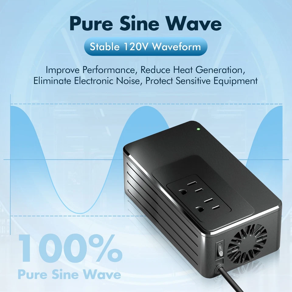 1600W Voltage Converter 220V to 110V, 2 lbs Pure Sine Wave for All US Appliances - Image 3 of 4