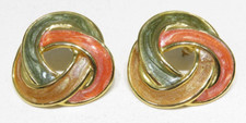 Vintage Made In USA Tri Color Enamel Love Knot Post Earrings Lot 2242 lisasfinds