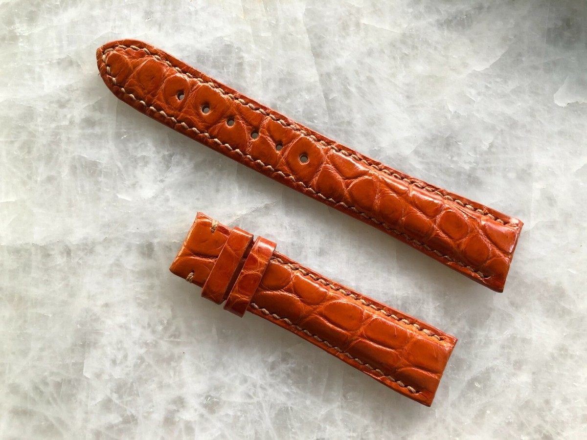 ROLEX尾錠 16mm GENUINE CROCODILEベルト19mm ROLEX 16mm Steel Logo Buckle 19mm Black Crocodile Pattern
