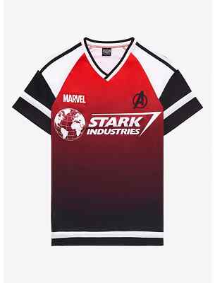 Our Universe Iron Man Stark Industries 63 Men's Soccer Jersey Size L Box Lunch