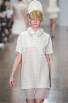 SIMONE ROCHA Ivory Wool Sheer Overlay Dress 6