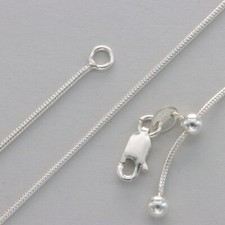 925 STERLING SILVER Adjustable 1.2 mm Snake Chain various lengths Made in Italy
