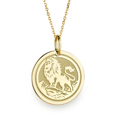 14K Gold Lion Necklace, Personalized Lion Pendant, Lion of Judah Jewelry Gift