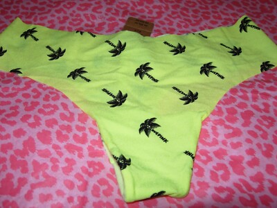 Victoria's Secret PINK Sexy Thong Raw Cut Edge Hawaii Neon Electro Palm HOT NWT