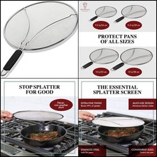 Splatter screen for frying pan - 13" stainless steel grease splatter guard