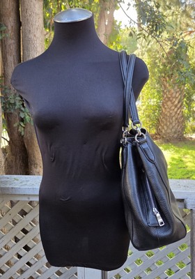 Coach Pebbled Leather Hallie Shoulder Bag Black F80268 | eBay