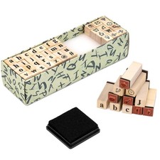 Letter Stamps, 40 Pieces Alphabet Stamps with Ink Pad, Lowercase Wooden Rubbe...