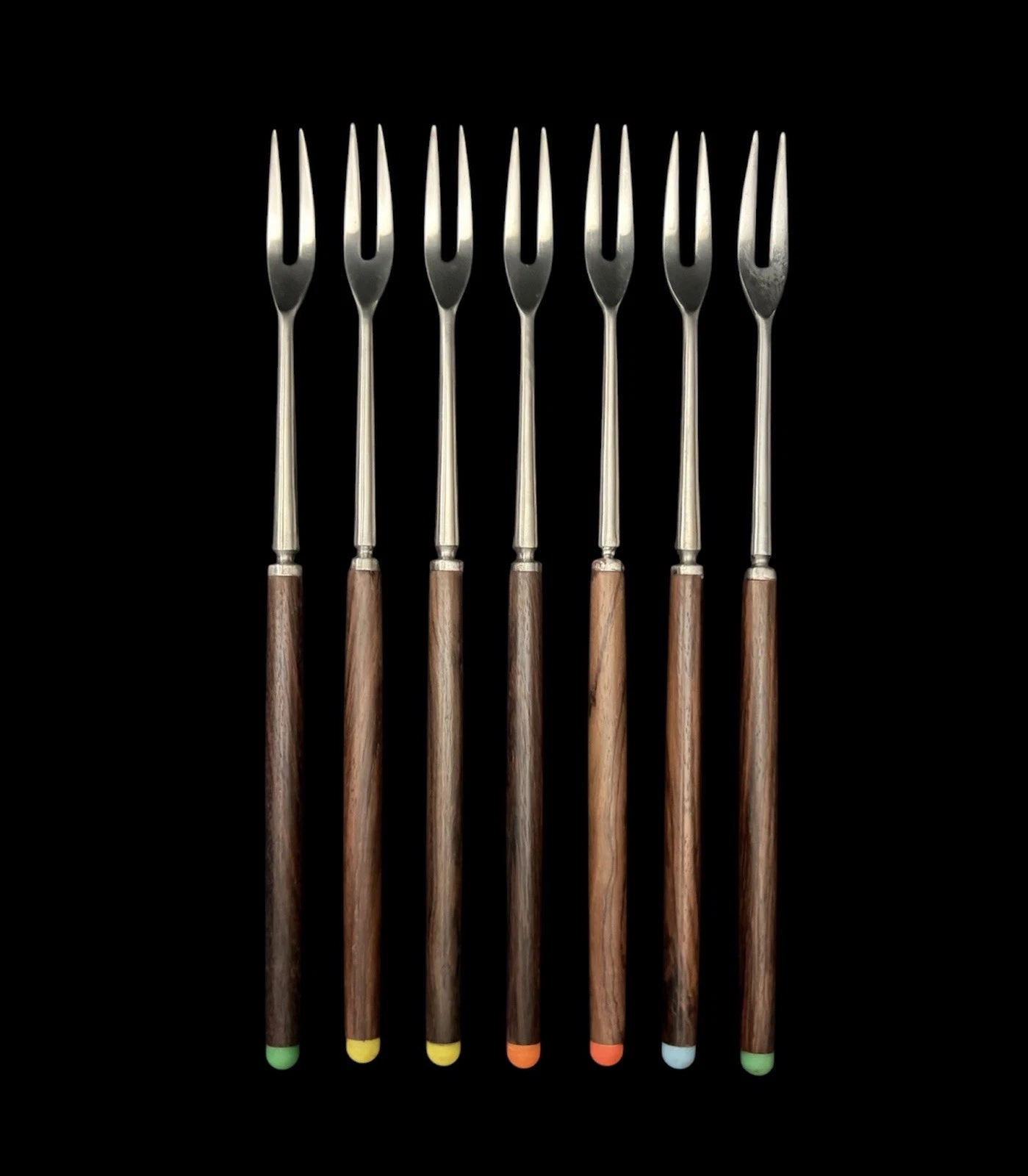 Vintage 1960s Japanese Teak Handled Long Forks Stainless Steel - Set of 7
Opens in a new window or t