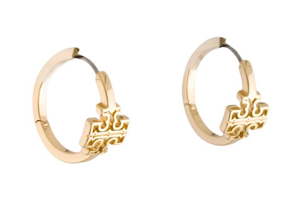 Tory Burch Britten Tory Gold Hoop Earrings New With Tags thumbnail 3