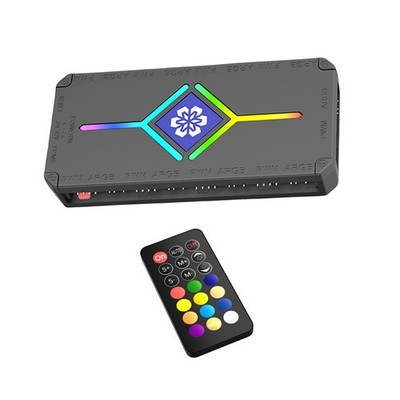 ARGB PWM Fan Controller Hub 9 Ports Remote Control for Computer PC Lighting
