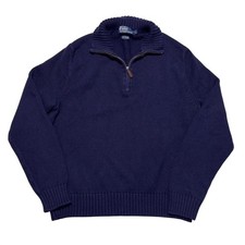 Polo Ralph Lauren Sweater Mens Large 1/4 Zip Navy Blue Cashmere Luxury Knit