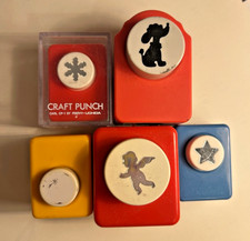 Lot of 5 Paper Craft Punches CARL Snowflake Star Angel Poodle Scrapbook Punch Se