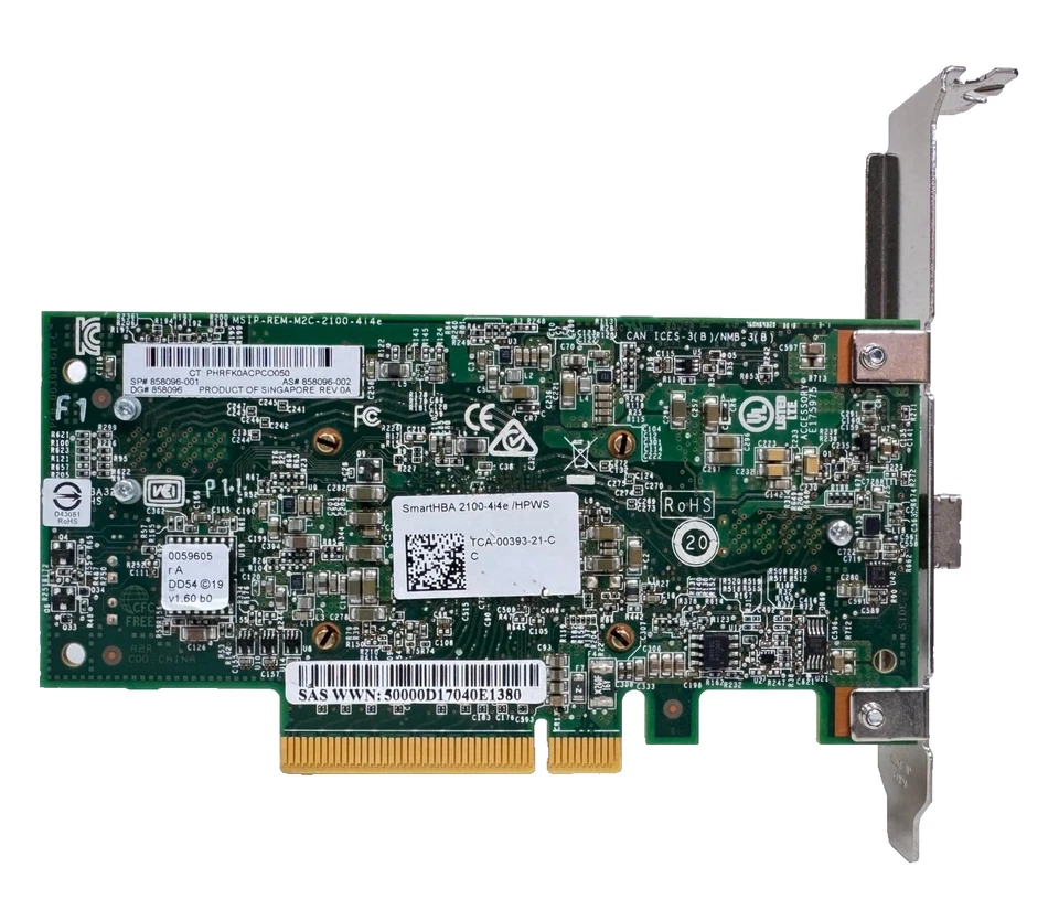 HP Microsemi SmartHBA 2100-4i4e 12Gb/s PCIe 3.0 SAS/SATA RAID Host Bus Adapter - Image 2 of 4