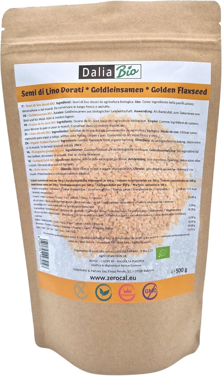 Semi Lino Dorati Biologici 500g | Ideale per Pane e Dolci Fatti in Casa