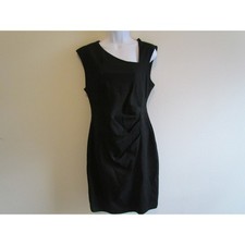 Vintage Cache Sheath Dress 14 Black Asymmetrical Ruched Cocktail Dress Y2K LBD