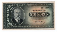 Banknote Tschechoslowakei 100 Kronen 1945 gut erhalten