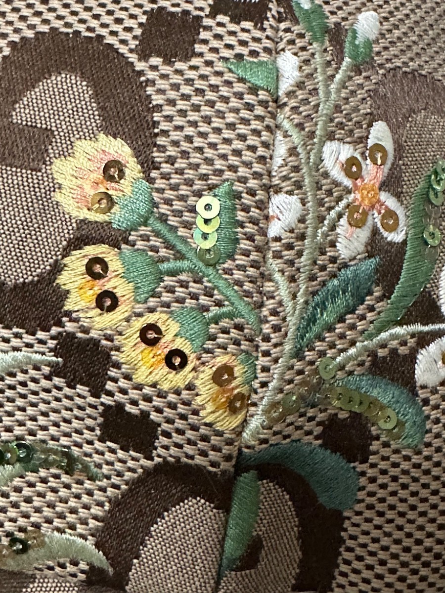 💎 GUCCI HAT JUMBO CANVAS GG BASEBALL WITH FLORAL EMBROIDERY