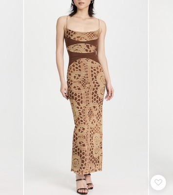 MIAOU Gia Dress Micro Mesh Print Midi Tank $325 NWT XXS