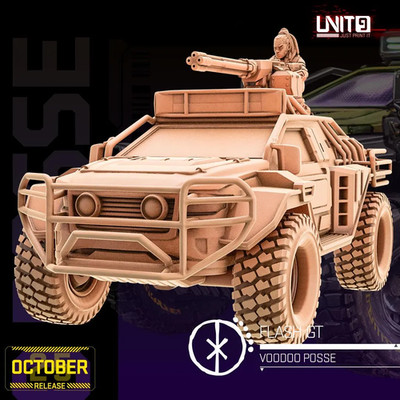 FLashGT Truck (with or without gunner) - 28/32mm - Unit9 - Cyberpunk/SCIFI