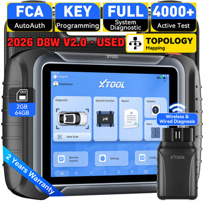 XTOOL USED D8W V2.0 Wifi Auto Car All System Diagnostic Scanner E.CU Coding FCA
