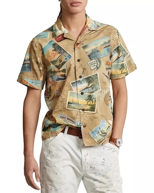 Polo Ralph Lauren Classic Fit Postcard Key West Florida Fishing Shirt Small
