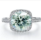 3 Ct VVS1 Ice Blue Round Moissanite Halo Engagement Ring Sterling Silver Size 7