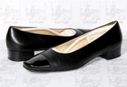 Women's Salvatore Ferragamo Size 9B Cap-Toe Pumps w/1" Block Heels, Dress Shoes